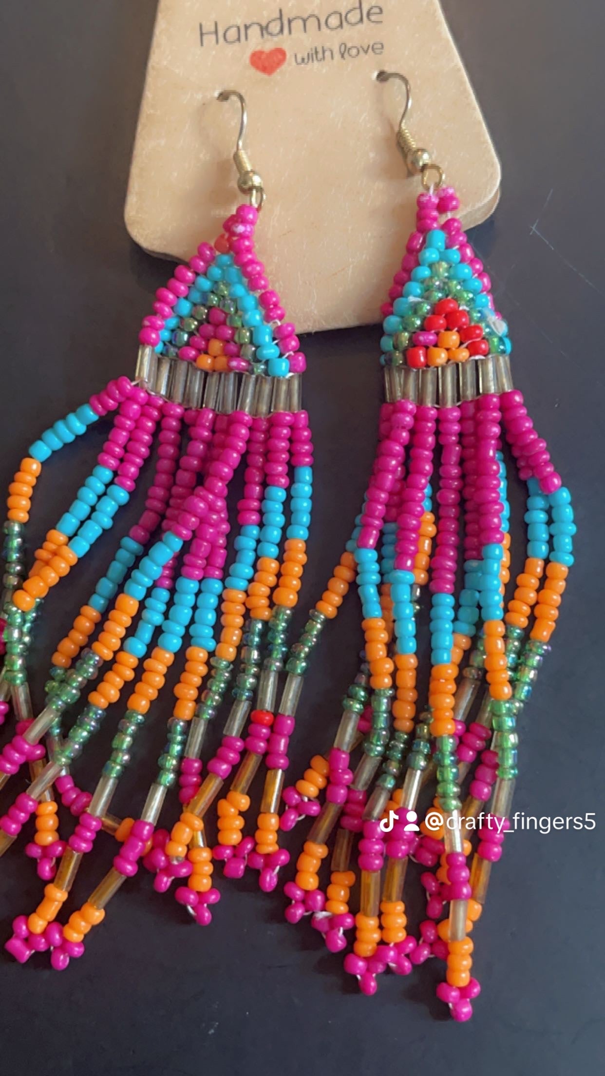 Multicolour seed bead earrings